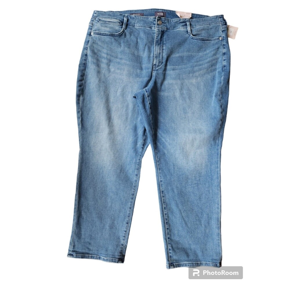New NYDJ Womens Plus Hollywood High Rise Girlfriend Blue Jeans Stunning Sz 20 WP